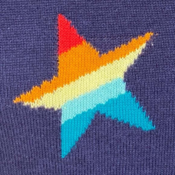 SugarHill Brighton Rita Rainbow Star Celestial Knit Jacquard Light Sweater-M - Picture 4 of 16